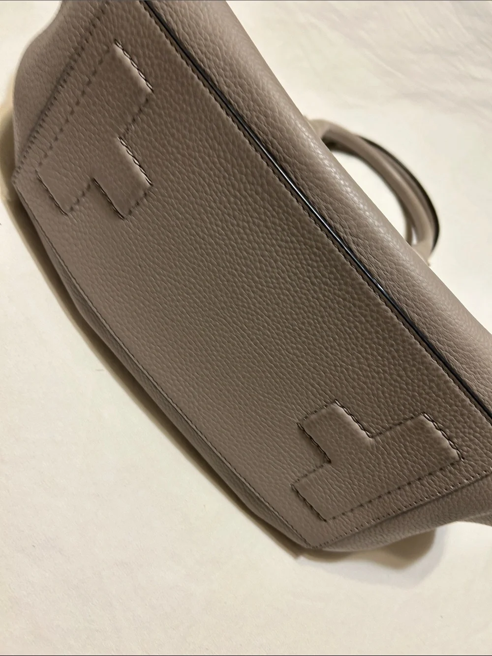 Tory Burch Pebbled Leather Satchel in Taupe Gray